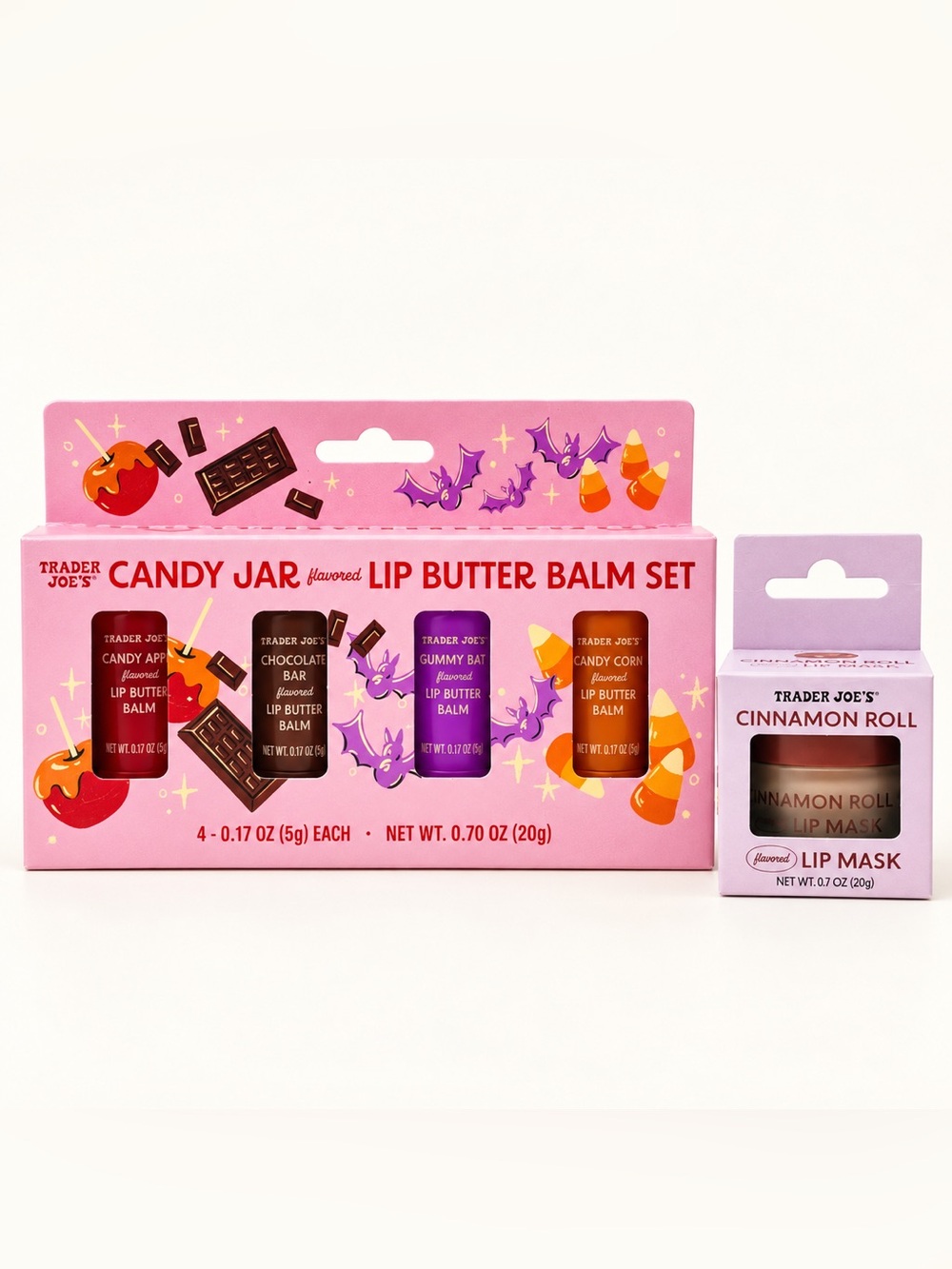 NEW • Trader Joe’s Limited Edition Candy Jar Lip Balms + Cinnamon Roll Lip Mask